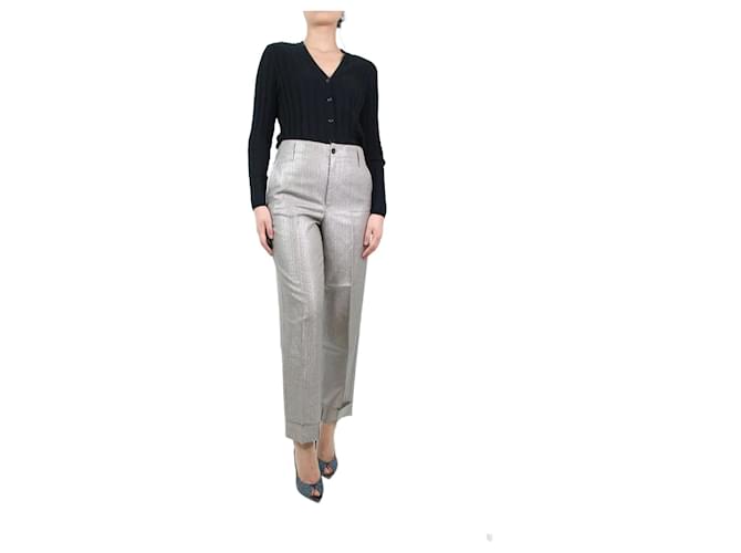 Golden Goose Deluxe Brand Silver lurex pinstripe trousers - size S Silvery Wool  ref.1111246